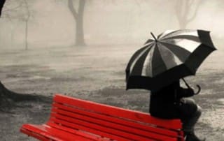 lonely-girl-sitting-on-bench-summer-rain-facebook-timeline-cover,1366x768,66998 - red bench