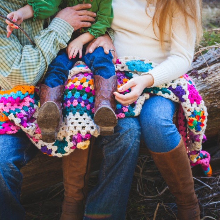 young family outdoors in fall