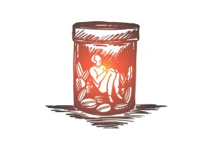 10-Facts-You-Need-to-Know-About-the-Opioid-Epidemic - person in pill bottle drawing