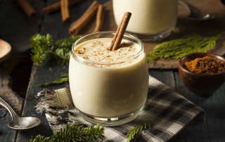 close up - eggnog on holiday table - non-alcoholic