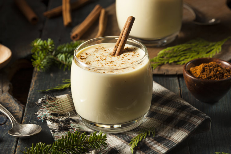 close up - eggnog on holiday table - non-alcoholic
