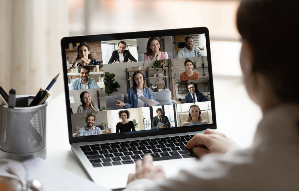 A person in a video conference online.